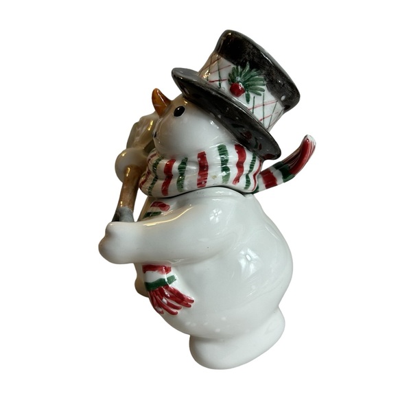 Fitz And Floyd Sugar Bowl The Flurries Snowman Christmas Table Decor Holiday - Picture 2 of 9